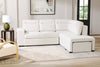 Coast 3-Piece Right-Facing Ivory White Fabric Sleeper Sectional with Storage Chaise and Storage Armrest | Sofa-lit sectionnel de droite Coast 3 pièces en tissu blanc ivoire avec fauteuil long de rangement et accoudoir de rangement