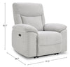Spencer 41.3" Chenille Fabric Power Reclining Chair - Grey | Fauteuil à inclinaison électrique Spencer de 41,3 po en tissu de chenille - gris