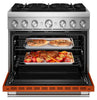 KitchenAid 5.1 Cu. Ft. Dual Fuel Range with No Preheat Air Fry – Scorched Orange - KFDS936SSC | Cuisinière hybride KitchenAid de 5,1 pi3 avec friture à air sans préchauffage - orange brûlée - KFDS936SSC
