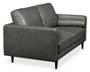 Edge 70" Genuine Leather Loveseat with Wood Legs and Removable Back Cushions - Grey | Causeuse Edge de 70 po en cuir véritable avec pattes en bois et coussins de dossier amovibles - grise