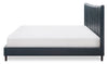 Paseo Platform Bed in Navy Vegan-Leather Fabric - King Size  | Lit plateforme rembourré Paseo en tissu de cuir végétalien bleu marine - format très grand lit