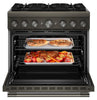 KitchenAid 5.1 Cu. Ft. Dual Fuel Range with No Preheat Air Fry – Black Ore - KFDS936SBE | Cuisinière hybride KitchenAid de 5,1 pi3 avec friture à air sans préchauffage - minerai noir - KFDS936SBE