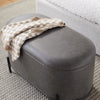 Victoria 18” Faux Leather Storage Ottoman with Metal Base – Charcoal | Pouf de rangement Victoria de 18 po en similicuir avec base en métal - anthracite