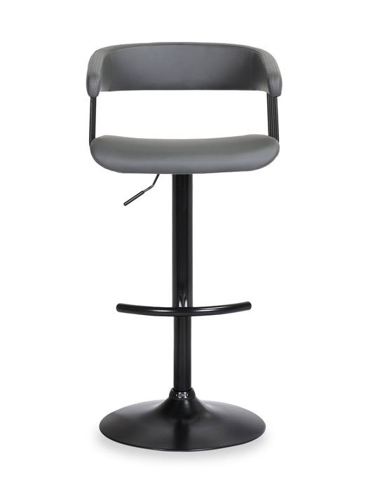 Java Barstool with Swivel & Adjustable Seat, Vegan Leather Fabric, 24.5-33\"H, Metal - Grey