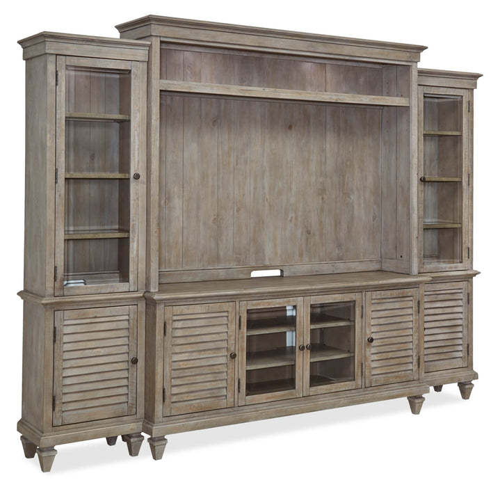 Baron 114\" Rustic 4-Piece Pine Entertainment Centre with Storage and Cable Management for TVs up to 70” - Dovetail Grey