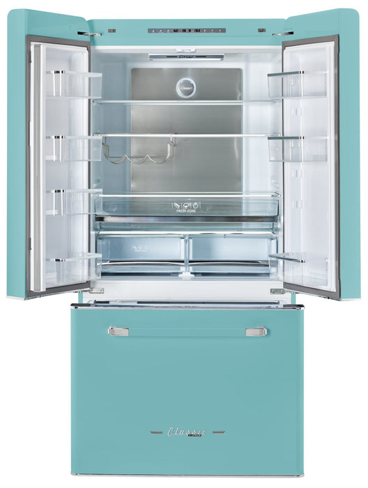 Classic Retro by Unique 36\" 21.4 Cu. Ft. Counter-Depth Refrigerator - Ocean Mist Turquoise - UGP-595L T AC
