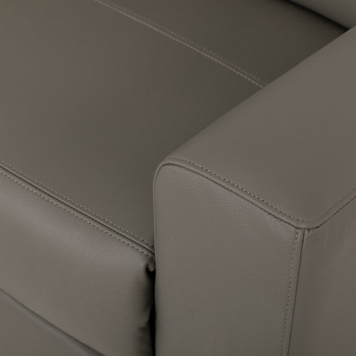 Valentino 3-Piece Left-Facing Genuine Leather Power Reclining Sectional with Adjustable Headrests - Grey