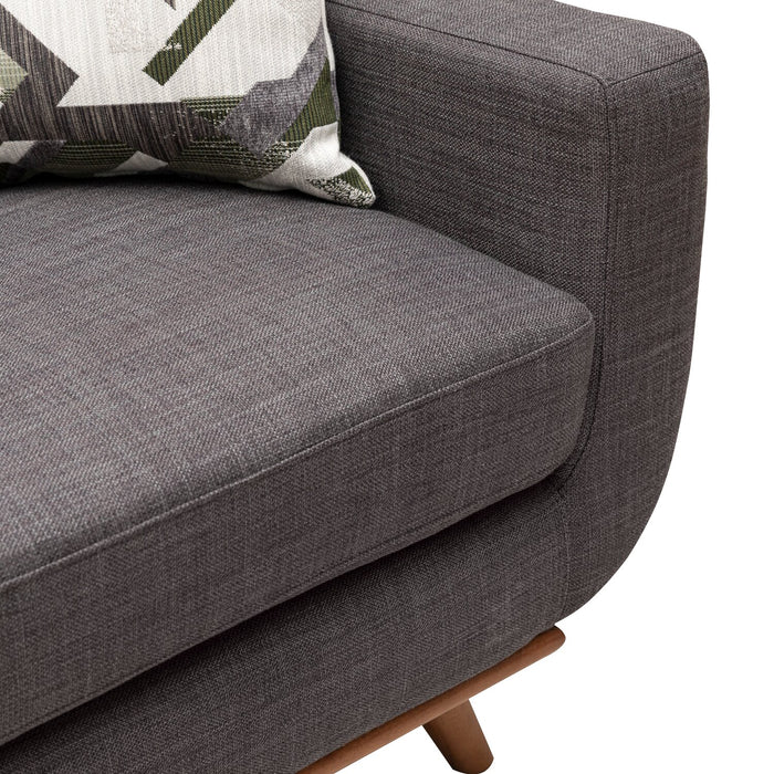 Kort & Co. Freeman 80” Linen-Look Fabric Condo Size Sofa with Wood Legs - Charcoal Grey