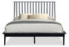 Milan 5pc Bedroom Set with Bed, Dresser & Mirror, Mid-Century Modern, Black - Queen Size | Ensemble de chambre à coucher Milan 5 pièces de style moderne du milieu du 20e siècle avec lit, commode et miroir, noir - format grand lit