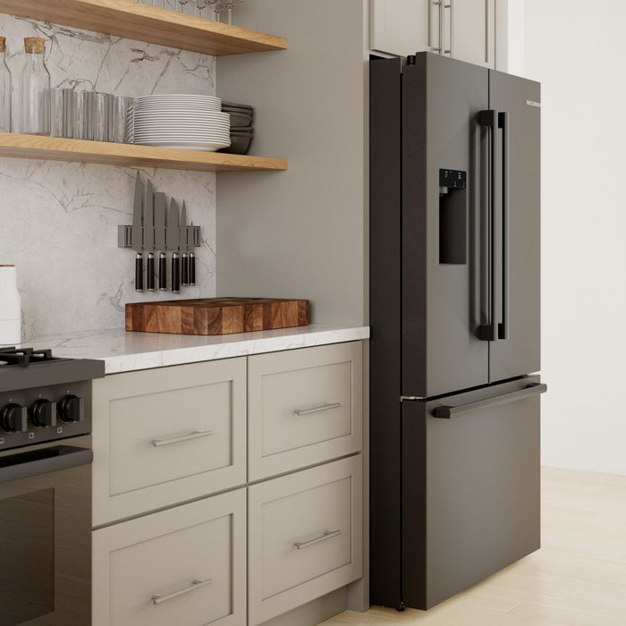 Bosch 500 Series 36\" 26 Cu. Ft. French-Door Refrigerator - Black Stainless Steel - B36FD52SNB 