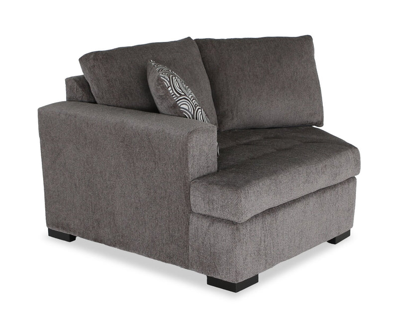 Made in Canada Legend 2-Piece Left-Facing Chenille Fabric Cuddler Sleeper Sectional - Pewter Brown