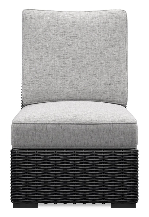 Jasper Outdoor Patio Armless Chair - Resin Wicker, Nuvella Fabric, UV & Weather Resistant - Grey/Black
