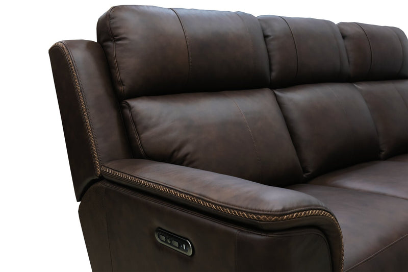 Vibe 85\" Genuine Leather Massage Power Reclining Sofa with Immersive Audio and Power Headrests - Brown