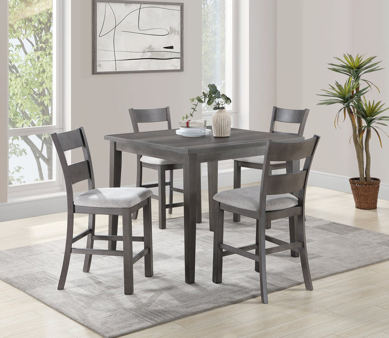 Krew Counter-Height Dining Chair with Polyester Fabric, Ladder Back, Melamine - Grey