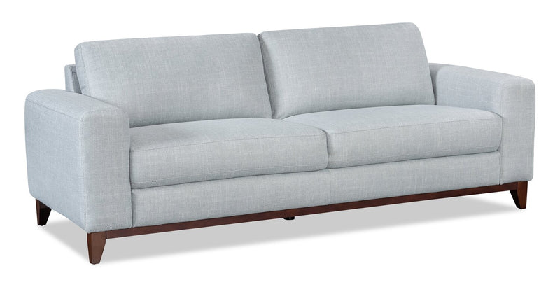 River 87\" Linen-Look Fabric Sofa with Wood Base and Legs - Grey