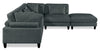Lounge 5-Piece Chenille Modular Sectional with Ottoman – Grey | Sofa sectionnel modulaire Lounge 5 pièces en chenille avec pouf - gris