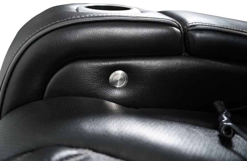 Elite 86\" Genuine Leather Massage Power Reclining Sofa with Power Headrests and Storage Arms - Black