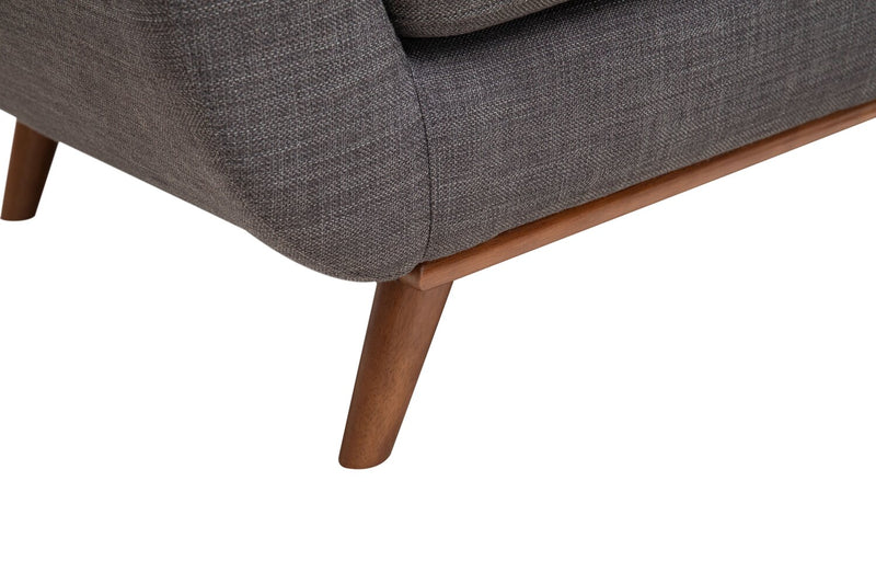 Kort & Co. Freeman 37\" Linen-Look Fabric Chair with Wood Legs and Tufted Back Cushion - Charcoal Grey