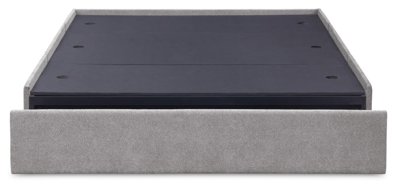 Amos Upholstered Storage Bed Base in Grey Fabric with 3 Built-in Drawers  - King Size