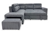 Coast 3-Piece Left-Facing Fabric Sleeper Sectional with Storage and Ottoman - Smoke | Sofa-lit sectionnel de gauche Coast 3 pièces en tissu avec rangement et pouf - fumée