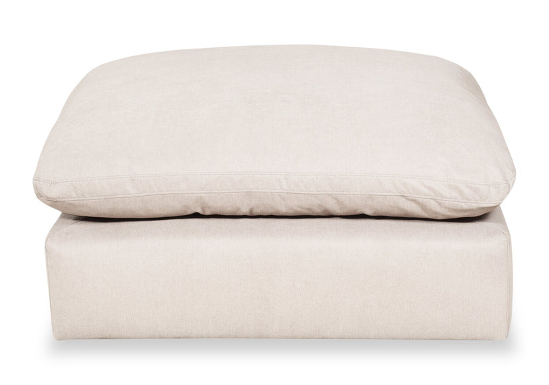 Eclipse Modular 5-Piece Linen-Look Fabric Sectional with Ottoman and Reversible Feather Down Cushions - Linen White