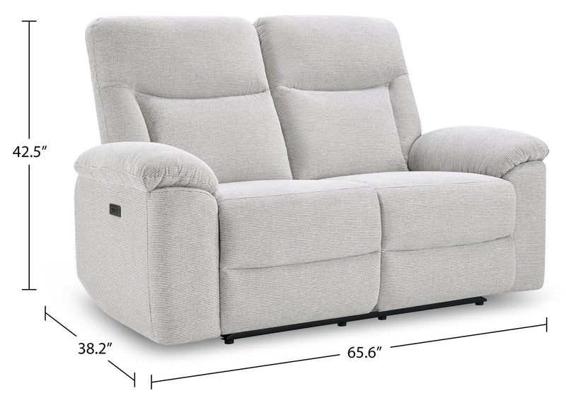 Spencer 65.6\" Chenille Fabric Power Reclining Loveseat - Grey