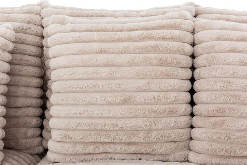 Alto 2-Piece Ultra Plush Faux Fur Fabric Sectional with Dual Cupholders, USB Ports and 4 Accent Pillows - Mink Taupe
