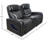 Elite 74" Genuine Leather Massage Power Reclining Loveseat with Immersive Audio and Power Headrests - Black | Causeuse de massage à inclinaison électrique Elite de 74 po en cuir véritable avec son immersif et appuie-têtes électriques - noire
