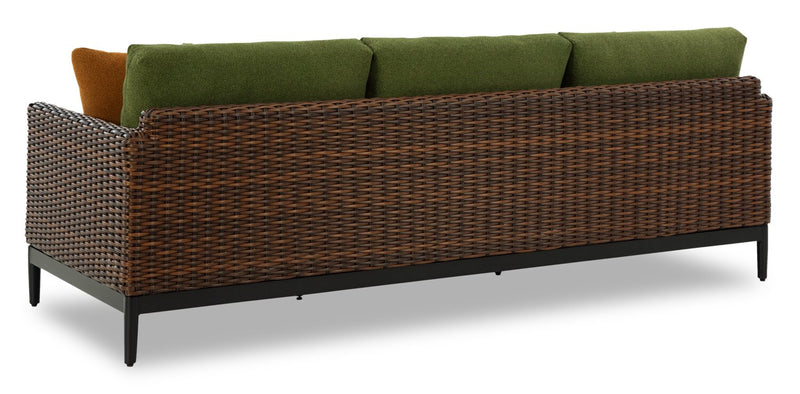 Tofino Outdoor Patio Sofa - Resin Wicker, UV & Weather Resistant - Green/Brown/Black