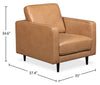 Edge 35" Genuine Leather Chair with Wood Legs and Removable Back Cushion - Brown | Fauteuil Edge de 35 po en cuir véritable avec pattes en bois et coussin de dossier amovible - brun
