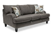 Made in Canada Nofia 80" Chenille Fabric Sofa with Two Accent Pillows and Wood Legs - Charcoal Grey | Sofa Nofia de 80 po fabriqué au Canada en tissu de chenille avec 2 coussins décoratifs et pattes en bois - gris anthracite