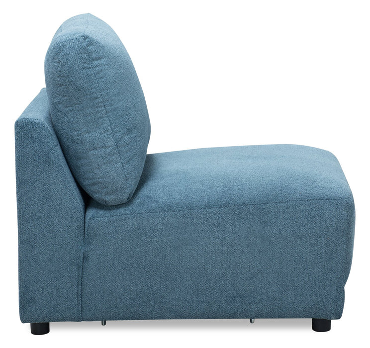 Voyage Modular Fabric Armless Chair with Removable Back Cushions – Blue
