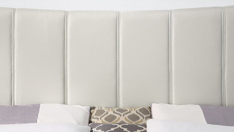 Paseo Platform Bed in Taupe Vegan-Leather Fabric - King Size