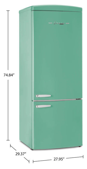 Unique Classic Retro 28\" 17 Cu Ft. Bottom Mount Refrigerator - Turquoise - UNQ-455L T AC