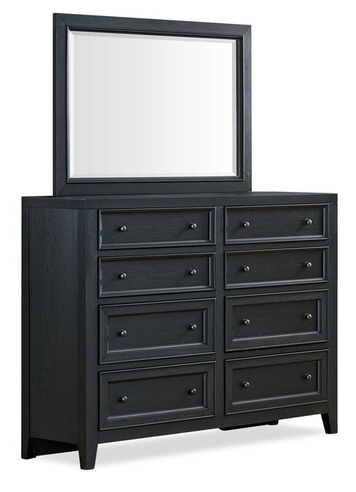 Casa 6pc Bedroom Set with Bed, Dresser, Mirror & Nightstand, Black - Queen Size