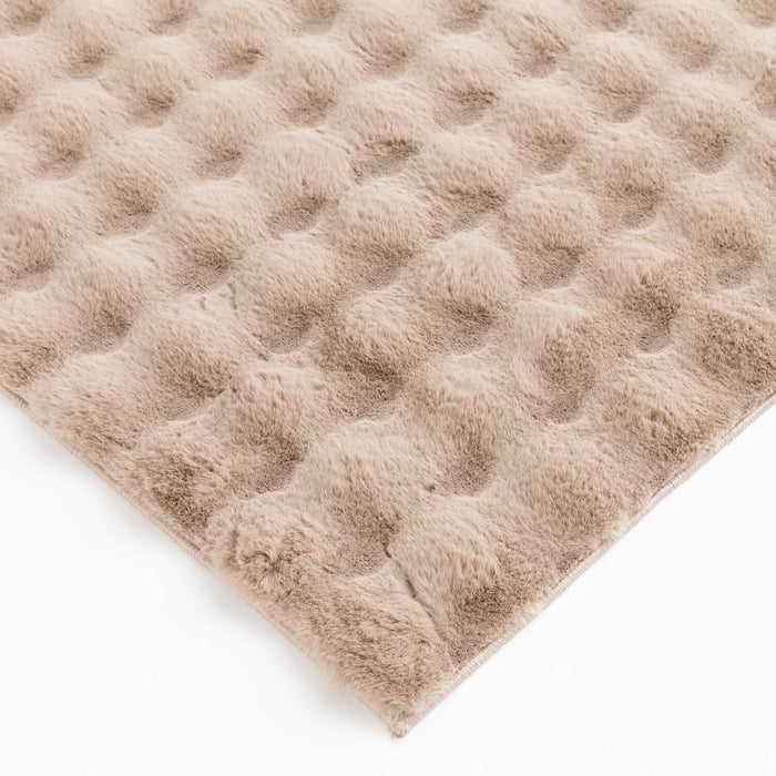 Dream Step Memory Foam Bubble Taupe Faux Fur Area Rug  - 5' x 7'