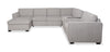 Vault 6-Piece Left-Facing Sectional with Sofa Bed Loveseat, Two Storage Chairs and Storage Chaise - Grey | Sofa sectionnel de gauche Vault 6 pièces avec causeuse-lit, 3 fauteuils de rangement et fauteuil long de rangement - gris