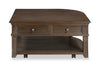Weston 38” Traditional Lift Top Coffee Table with Storage and Casters - Brown Elm | Table à café traditionnelle Weston de 38 po avec dessus relevable, rangement et roulettes - orme brun