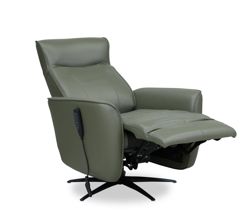 Serene 31\" Genuine Leather Power Reclining Massage Chair with Power Headrest and Heated Seat - Green