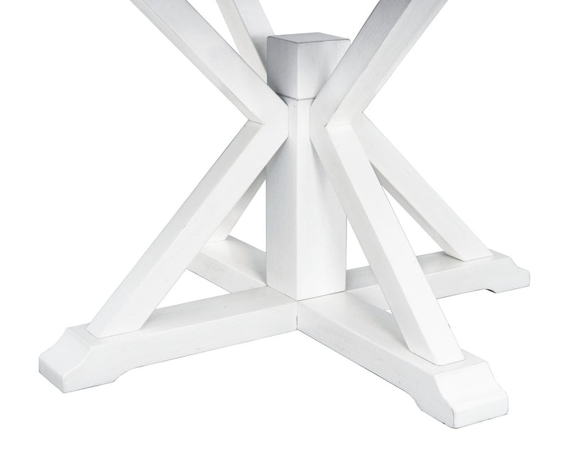 Brook Dining Table with 42-54\"W Extension, Round - White/Brown