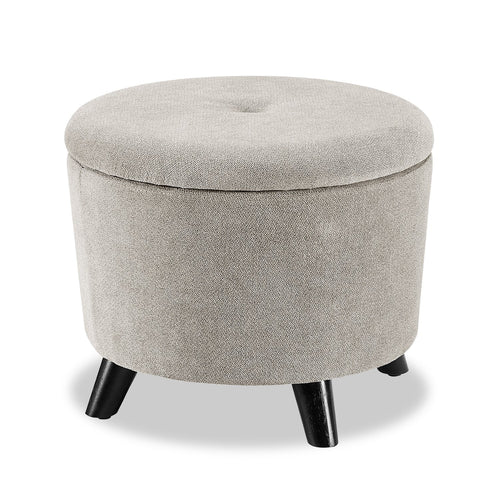 Winnipeg 17.5" Round Fabric Storage Ottoman - Grey