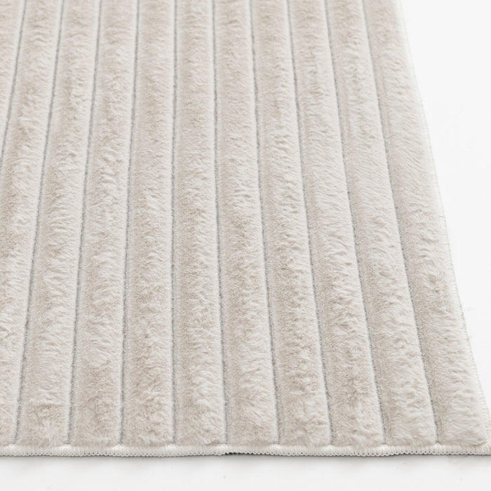 Dream Step Memory Foam Channel Ivory Faux Fur Area Rug - 5' x 7'