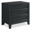 Casa Bedside 3-Drawer Nightstand with USB Port, 27"W x 26.5"H, Wood - Black | Table de nuit Casa de 27 po (l) x 26,5 po (H) en bois à 3 tiroirs avec port USB - noire