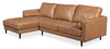 Edge 2-Piece Left-Facing Genuine Leather Sectional with Wood Legs and Removable Back Cushions - Brown | Sofa sectionnel de gauche Edge 2 pièces en cuir véritable avec pattes en bois et coussins de dossier amovibles - brun