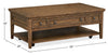 Hanson 50” Traditional Pine Coffee Table with Storage and Casters - Toasted Nutmeg | Table à café traditionnelle Hanson de 50 po en pin - muscade grillée