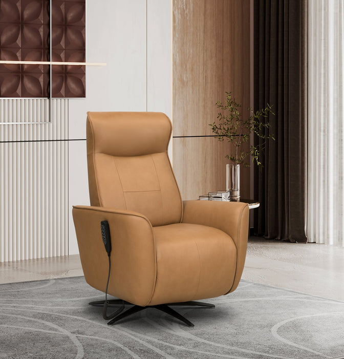 Serene 31\" Genuine Leather Power Reclining Massage Chair with Power Headrest and Heated Seat - Tan