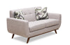 Kort & Co. Freeman 63" Linen-Look Fabric Loveseat with Wood Legs and Tufted Back Cushions - Dove White | Causeuse Freeman de Kort & Co. de 63 po en tissu d’apparence lin avec pattes en bois et coussins de dossier capitonnés - blanc colombe