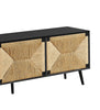 Jersey 71" Tv Stand with Seagrass-Look Cabinet Doors for TVs up to 70" - Black | Meuble pour téléviseur Jersey de 71 po avec portes d’armoires d’apparence ruppie maritime pour téléviseurs jusqu’à 70 po - noir