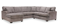 Made in Canada Luxe 3-Piece Left-Facing Fabric Sectional with Removable Cushions - Zaftig Dove Grey 