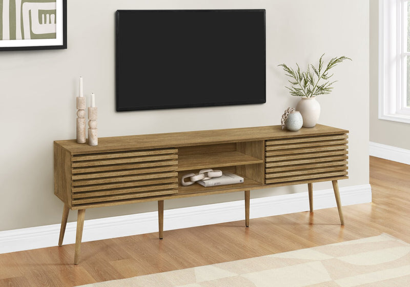 Gemma 72\" Rustic TV Stand with Storage and Cable Management for TVs up to 80\"- Brown